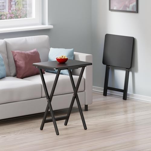 Winsome Alex Set of 2 Foldable Snack Tables, Black - Image 2