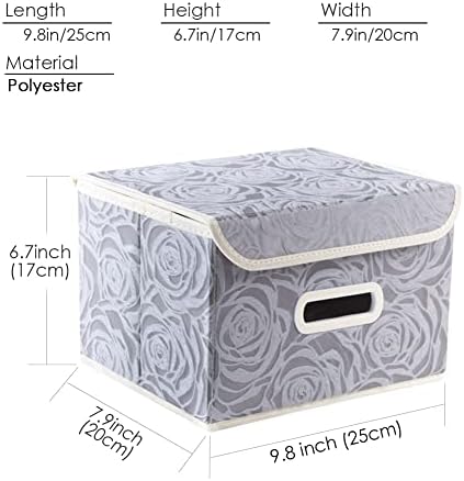 PRANDOM Collapsible Storage Boxes with Lids Fabric Decorative Storage Bins Cubes Organizer Containers Baskets with Cover Handles Divider for Bedroom Closet Living Room 9.8x7.9x6.7 Inch 3 Pack - Image 6