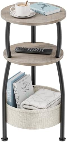 Round Side Table for Living Room with Storage Basket, 11.81in by designyourhome