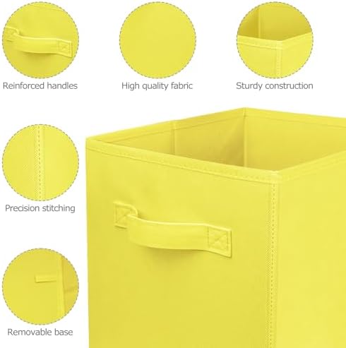 3 Pcs Storage Cubes, 10.5 Inch Collapsible Storage Bins, Fabric Foldable Bins for Organization, Durable Storage Bins for Closet, Shelves, Offices (Yellow) - Image 5