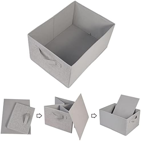 Collapsible Sorage Bins, Storage Cubes Baskets Collapsible Fabric Storage Boxes with Handles for Home and Office (Set of 4, Grey, 15.4 x 11.4 x 7.91inch) - Image 4