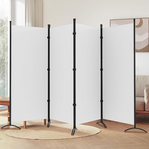 Room Divider, 6FT Tall Folding Partition Room Dividers 4 Panel, Portable and Freestanding Room Divider Screen Wall Divider for Home and Office, White by gaildon
