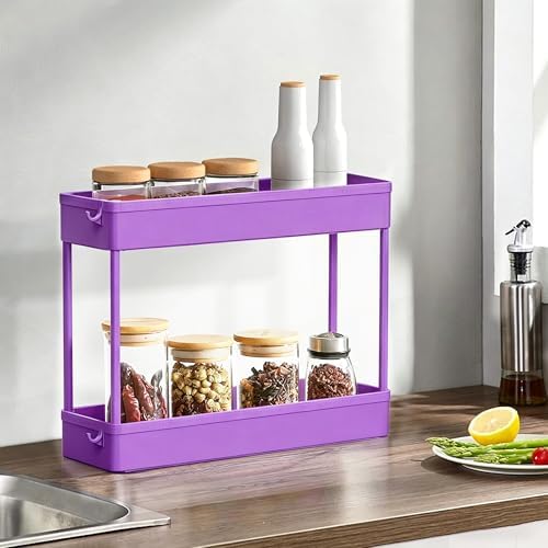 SPACELEAD 2-piece Set Slim Storage Cart 3 Tier,Bathroom Organizer Rolling Utility,Mobile Shelving Unit Slide Out for Office, Kitchen, Laundry Room & Narrow Places - Image 4
