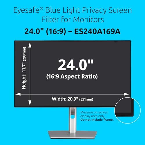 Kensington Eyesafe Privacy Screen for 24 inch 16:9 Widescreen Monitor, PCR Plastic, Blue Light Reduction, Computer Privacy Filter for Desktop, Compatible with LG Samsung Dell, EQ240A169A - Image 2