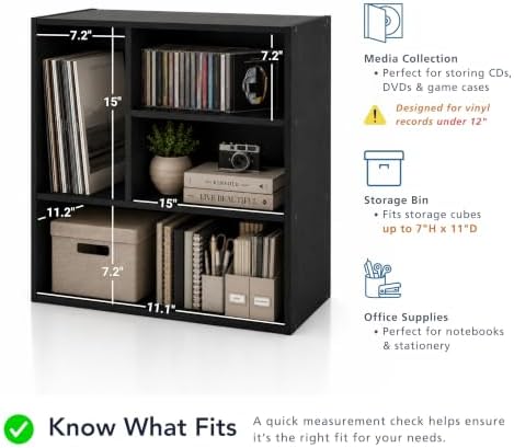 Homes: Inside + Out Apexa 4-Vertical Storage Organizer Shelves, Stackable Wood Bookcase for Organization, Dorm Teen Room Decor & Home Office, Light Pink - Image 4