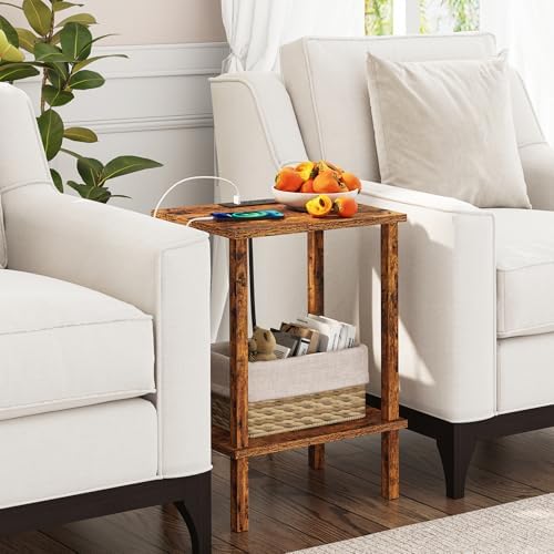 TUTOTAK End Table with Charging Station, Side Table, Nightstand - Image 6