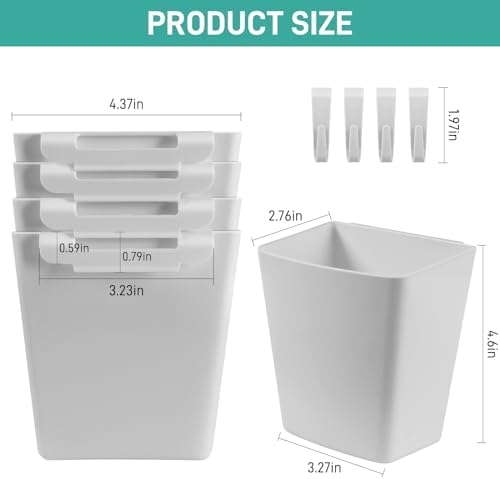 5 Pack Hanging Cup Holders, Multipurpose Rolling Cart Accessories Utility Cart Accessories For Art Craft Supplies, Space Saving Hanging Storage Basket Pencil Holder Makeup Organizers (White) - Image 7