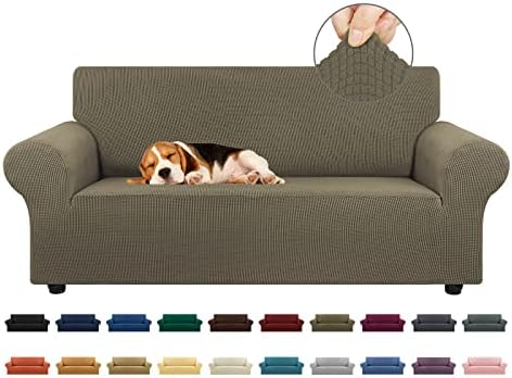 KEKUOU Stretch Loveseat Couch Cover, 2 Cushion Couch Slipcover,Khaki by KEKUOU