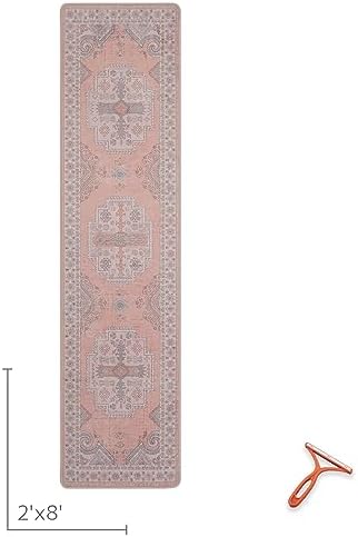 Srugn Washable Kitchen Runner Rug 2x8 Rug Runners for Hallways- Light Pink - Image 2