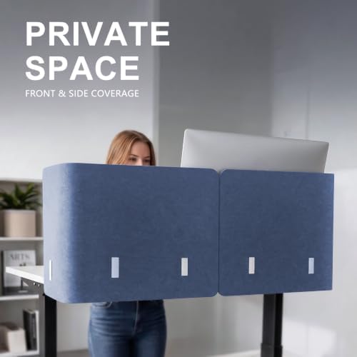 Desk Privacy Panel, 48" × 19" L-Shaped Cubicle Desk Divider, Blue - Image 4
