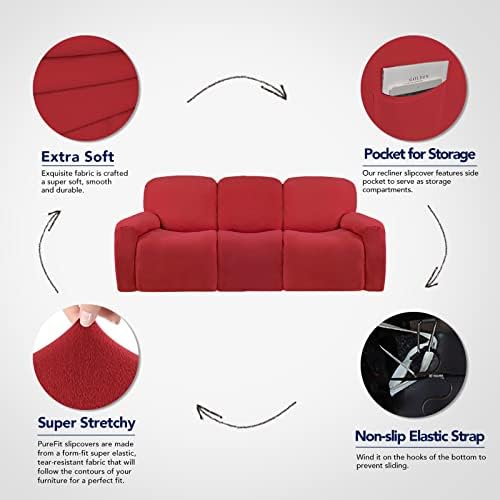 PureFit Super Stretch 3 Seats Recliner Sofa Couch Cover with Pocket - Image 3