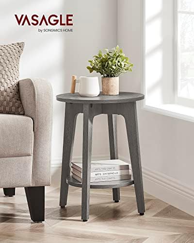 VASAGLE Round Side Table with Lower Shelf, End Table for Small Spaces - Image 2