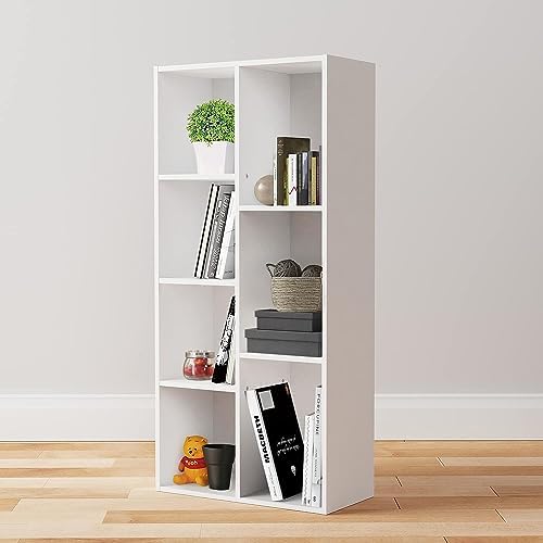 Amazon Basics 7 Cube Organizer Bookcase, Storage Shelf for Home and Office, Display Storage Organizer, Sturdy with Easy Assembly, 9.25"D x 19.49"W x 41.73"H, White - Image 2