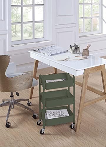 SunnyPoint 3-Tier Delicate Compact Rolling Metal Storage Organizer - Mobile Utility Cart Kitchen/Under Desk Cart with Caster Wheels - Army (15.35" X 10.24" X 26.8"H) - Image 4