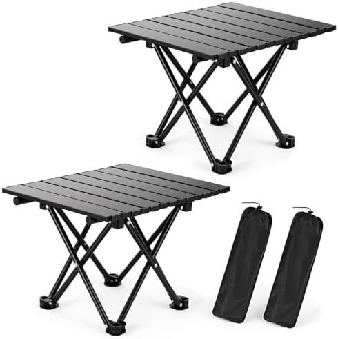 2 Pack Camping Table Foldable, Portable Folding Beach Table, Black-S by Unknown