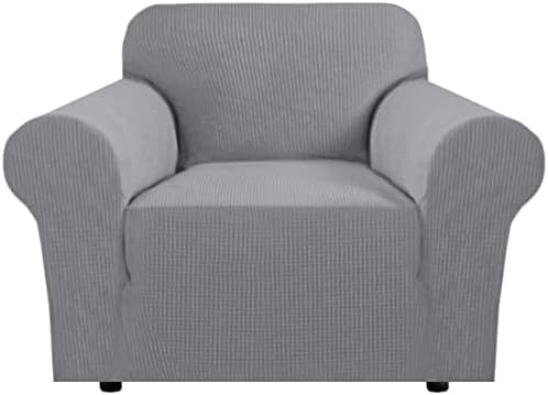 H.VERSAILTEX High Stretch Armchair Cover 1-Piece Rich Jacquard Chair Covers for for Kids Living Room Spandex Fabric Sofa Couch Cover for Dogs Machine Washable (Armchair 31"-40" Dove) by HVERSAILTEX