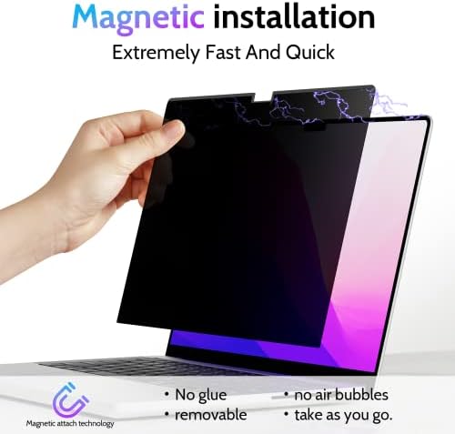 Peslv Magnetic Privacy Screen for MacBook Air 15 Inch (2023-2026, M2 M3 M4 M5) - A2941 A3114 A3241 A3448, 15inch Removable Matte Anti Blue Light Glare Filter for Mac Air 15.3" Laptop Computer - Image 3