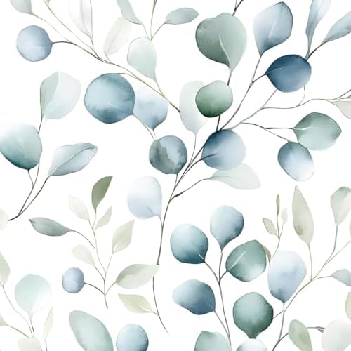Danodoi Blue Green Vintage Leaf Peel and Stick Wallpaper 17.5" x 118" | Waterproof Vinyl Self Adhesive Removable Renter Friendly Floral Contact Paper by DANODOI