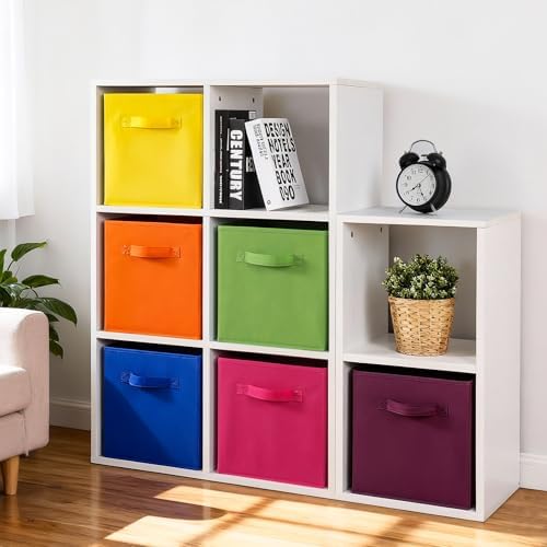 Stero Fabric Storage Bins 6 Pack Fun Colored Durable Storage Cubes with Fabric Handles Foldable Cube Baskets for Home, Kids Room, Closet and Toys Organization Multi Colors-1 - Image 7