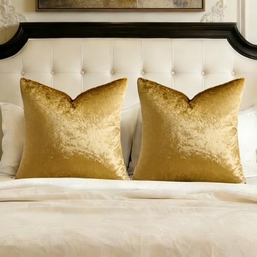 GIGIZAZA Gold Velvet Pillow Covers 26x26 Decorative Pillows Pack of 2 by GIGIZAZAFocusingonhomedecoration