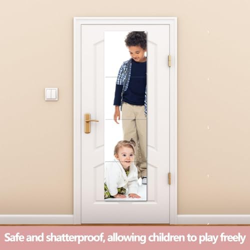 Unbreakable Wall Mirror Full Length,Over the Door Mirror for Bedroom,8Pcs 15.5x11.5inch Acrylic Mirror Kids,Shatterproof Plexiglass Long Mirrors,Children Non Glass Stick on Mirrors Tiles self adhesive - Image 3