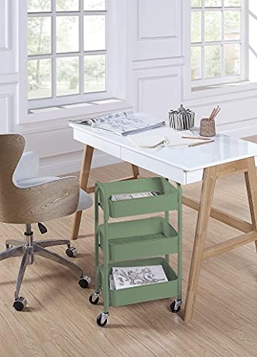 SunnyPoint 3-Tier Delicate Compact Rolling Metal Storage Organizer - Mobile Utility Cart Kitchen/Under Desk Cart with Caster Wheels - Turq (15.35" X 10.24" X 26.8"H) - Image 5