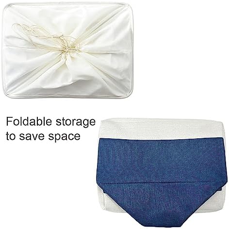 TheWarmHome Organization and Storage Basket for Shelves - Jumbo 3 Pack 20x16x14 inch Collapsible Storage Bins for Organizing, Canves Storage Cubes for Gift Organizer Toys Closet (White & Jean Blue) - Image 7