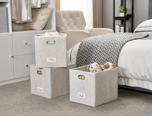 DECOMOMO Felt Storage Bins, 13x15x13 Storage Cube Bins with Labels - Image 2