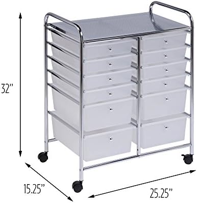 Honey-Can-Do Rolling Craft Storage Cart, Clear, 12-Drawer - Image 6