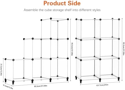 HOMIDEC 6-Cube Storage Organizer, Closet Organizer Storage Shelf Bookcase Bookshelf with Metal Hammer, Storage Cubes Organizer Cabinet for Kids, Closet, Bedroom, Bathroom, (11.8x11.8x11.8 inch) - Image 3
