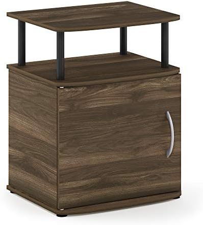 Furinno JAYA End Side Sofa Table/Nightstand with Door, 1-Pack, Columbia Walnut/Black - Image 6