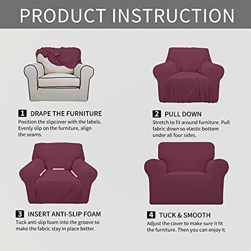 Easy-Going Stretch Oversized Chair Slipcover with Arm Washable ASH Rose - Image 6
