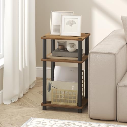 Furinno JUST Toolless 3-Tier Side Table, Open Shelf End Table, Warm Walnut - Image 2