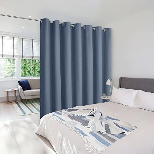 NICETOWN Privacy Room Divider Curtain Screen Partitions, Closet Door Curtain Vertical Blind for Sling Door, Blackout Window Privacy Blinds for Patio (Stone Blue, 1 Panel, 11ft Tall x 8.3ft Wide) by NICETOWN