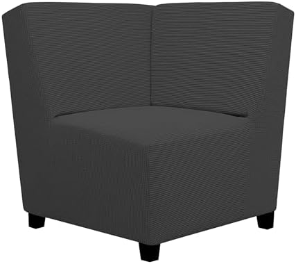 Easy-Going Stretch Soft Sectional Corner Sofa Couch Slipcover Dark Gray by Easy-Going