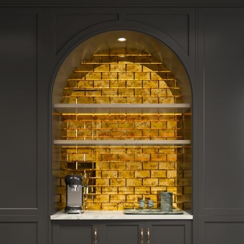 Lovdeco Peel & Stick Gold Antique Mirror Tile 3x6 Inch Beveled (40 Pcs) - Image 5