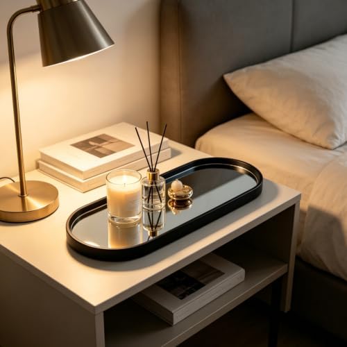 3 pcs Wall Mirrors and Tray Décor Set, Cute Vanity Mirrors with Black Frame, Bathroom Decor for Bedroom, Entryway, Living Room Farmhouse Decor (12”x4,7”) - Image 6
