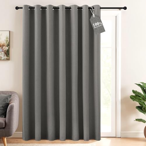 NICETOWN 100% Blackout Room Divider Curtain for Bedroom, Graphite by NICETOWN