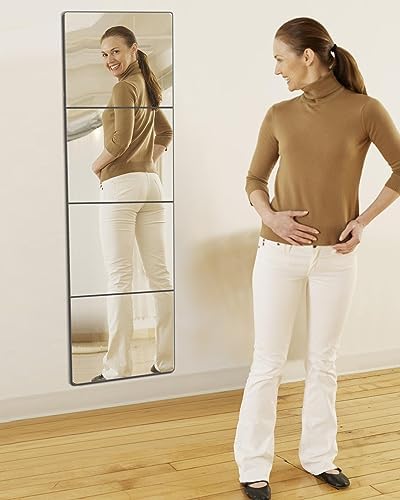 Kids Safety Shatterproof Mirror For Wall, Mirror Tiles, Made of Unbreakable Acrylic, Thick 0.12",4 Pack 14"x14", Bedroom Door Closet Mirrors, Plexiglass, Living Room Mirrors, Glassless Mirro for Kids by quegau
