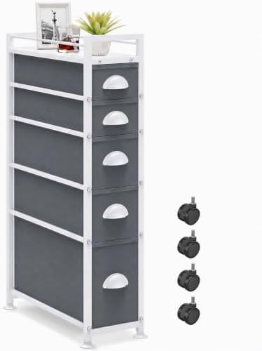 LASZOLA Narrow Cabinet Slim Storage Cart for Bathroom Small Space, Gray by LASZOLA