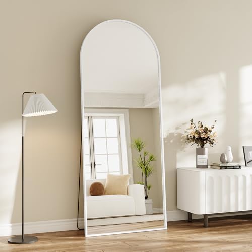 Mirror Full Length, 26"x71" Large Arched Floor Full Length Mirror with Stand, Room Decor Big Full Body Floor Mirror with HD Tempered Glass Aluminum Frame for Bedroom Living Room, White - Image 3