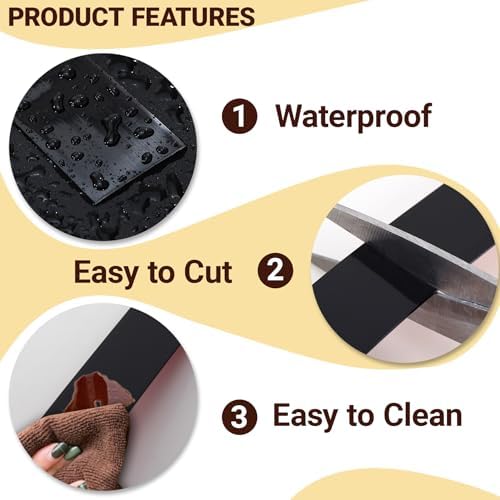 Trimold Brushed Black Molding Trim, Peel and Stick Mirror Border Design, Flexible Wall Ceiling Floor Cabinet Tile Edge Moulding, 5m x 0.66cm - Image 3
