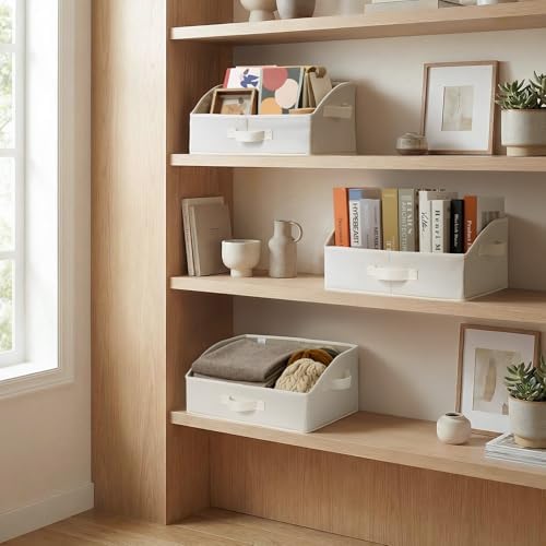 GRANNY SAYS Trapezoid Closet Storage Bins, Medium, Pearl White, 3-Pack - Image 7