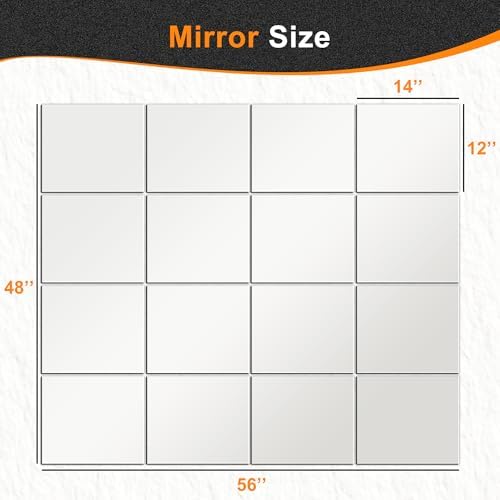Delma Home Gym Mirror Tiles, 14'' x 12'' Glass Frameless Mirror - Image 4