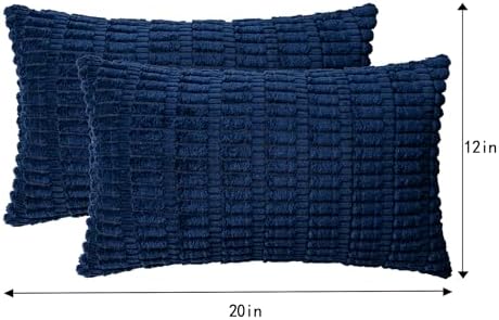 Aegero Pack of 2 Corduroy Decorative Throw Pillow Covers 12x20 Inch, Blue - Image 4