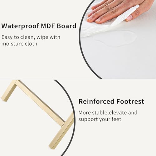Acovy Foldable TV Trays, Small Folding Table, TV Trays Set of 2, TV Dinner Tray, Side Table for Bed, Couch, Portable Easy to Move, White & Gold - Image 6