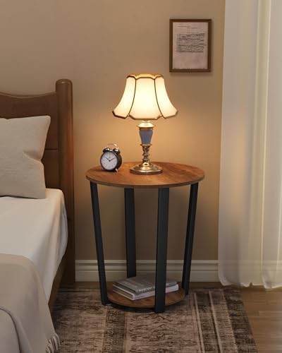 VASAGLE Round Side End Table, 2-Tier Accent Nightstand with Storage Shelf - Image 4