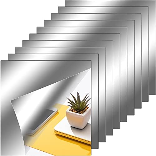 Zonon 10 Pieces Flexible Mirror Sheets Self Adhesive,12 X 12 Inches by Zonon