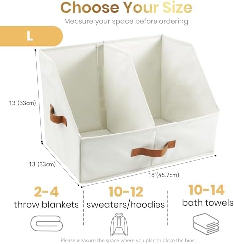 HOMELUX THEORY Closet Organizers Storage, Large Collapsible Bin 2pc, Ivory - Image 2