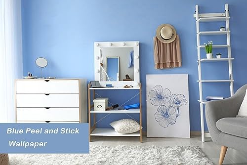 15.7" x 394" Light Blue Peel and Stick Wallpaper Blue Contact Paper Waterproof Self Adhesive Wallpaper Removable Easy to Clean Vinyl Decorative for Desk Wallcovering Furniture Cabinet - Image 6
